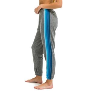 Aviator Nation 5 Stripe Sweatpants - Heather Grey // Blue